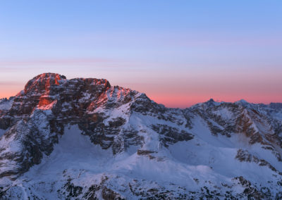 hohe geisl - mountains - dolomites - sunrise - snow - winter