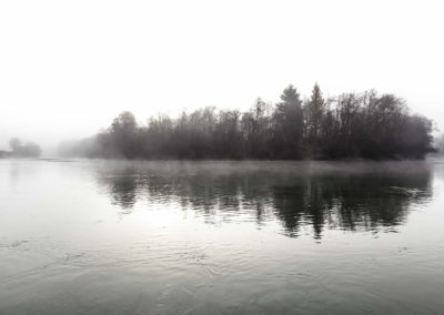 mystic, river, morning, fog