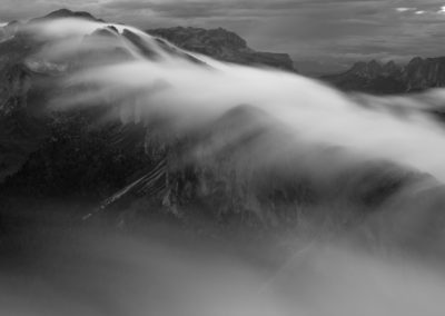 fog - power - black and white - flow - mountains