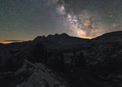 sennes, milkyway, nightsky, dolomites