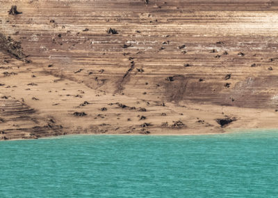 Sauris - lago - blue sea - sawed trees -